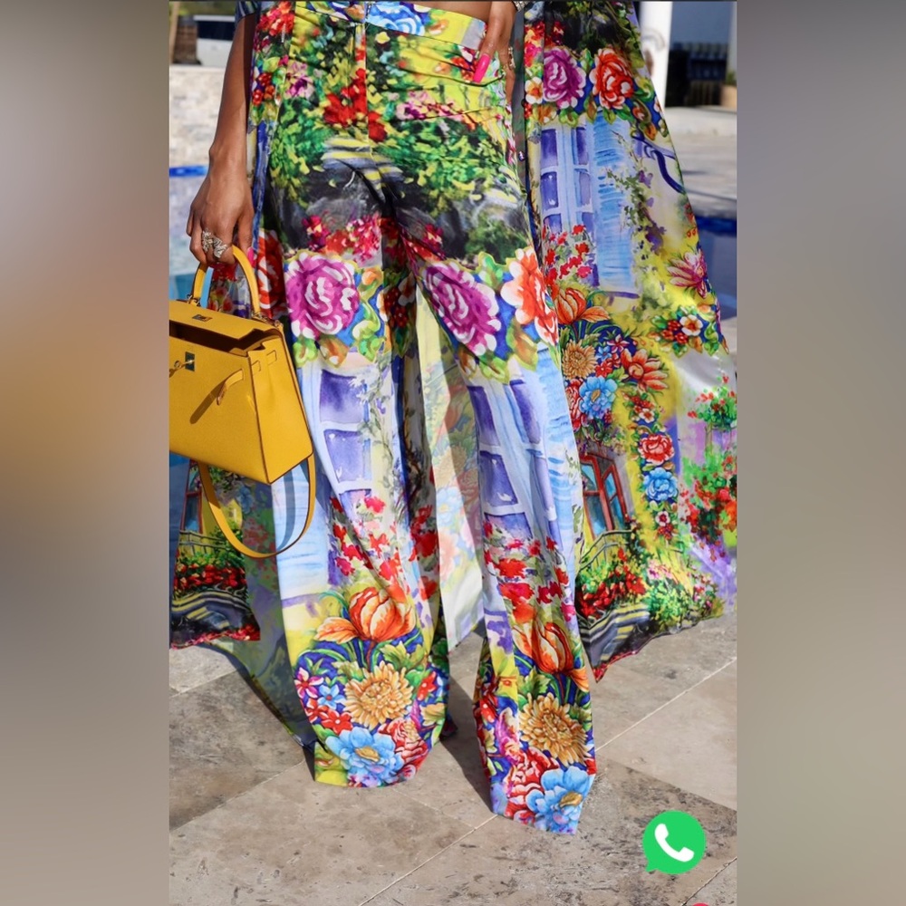 SICILY Floral Multicolor Wide-Leg Pants